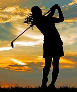 Sport Golf Lady Silhouette Diamond Paintings