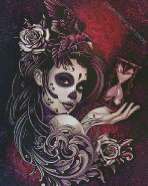 Sugar Skull Girl With Crow Diamond Paintings