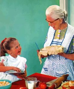 Vintage Grandma Baking Diamond Paintings