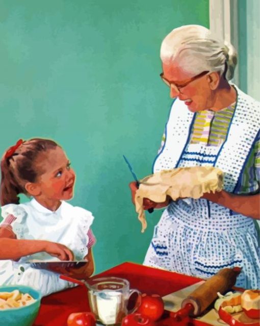 Vintage Grandma Baking Diamond Paintings