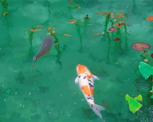 Water Lilies With Koi Diamond Paintings