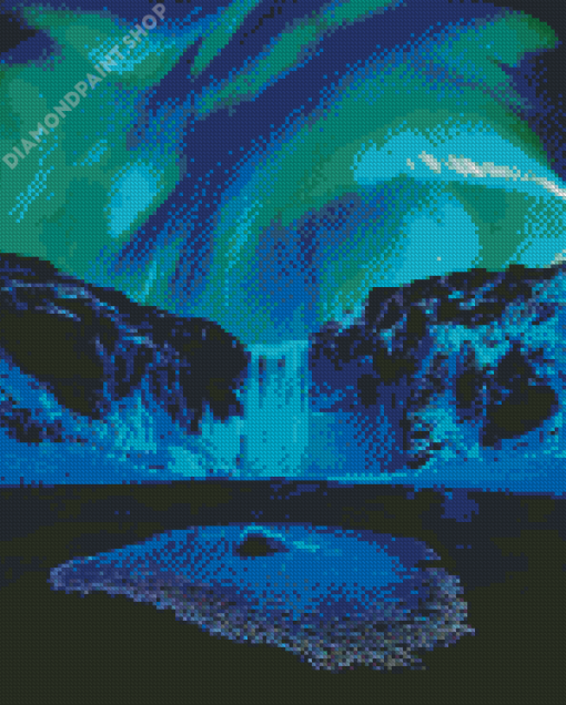 Winter Waterfall Aurora Night Diamond Paintings