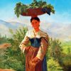 Woman With Fruit Basket Diamond Paintings