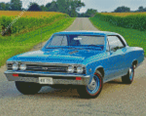 Blue Chevrolet 67 Chevelle Car Diamond Paintings