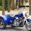 Blue Three Wheeler Harley Davidson Diamond Paintings