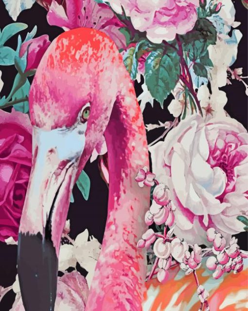 Close Up Flamingo With Rose Diamond Paintings