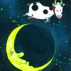 Cute Cow Jumping Over The Moon Art Diamond Paintings