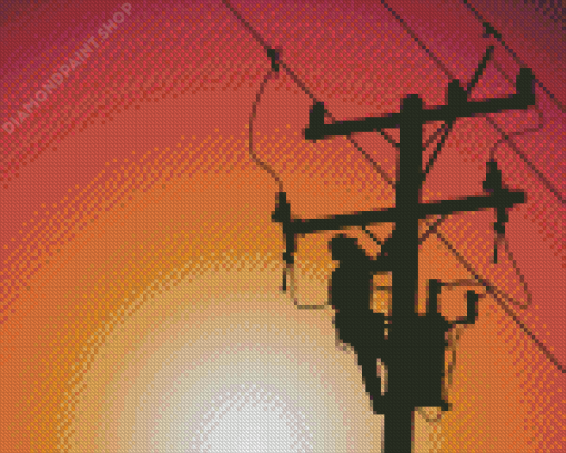 Lineman Silhouette Diamond Paintings