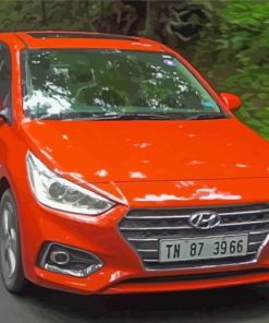 Orange Hyundai Verna Diamond Paintings