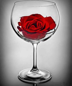 Red Rose In A Glass Diamond Paintings