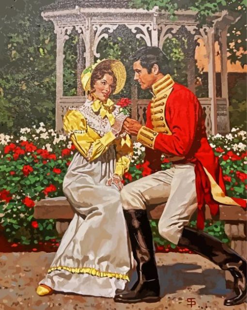 Romantic Couple In The Garden Art Diamond Paintings