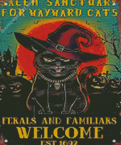 Salem Sanctuary For Wayward Cats Vintage Poster Diamond Paintings