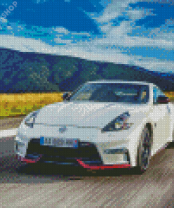 White Nissan 370 Z Art Diamond Paintings