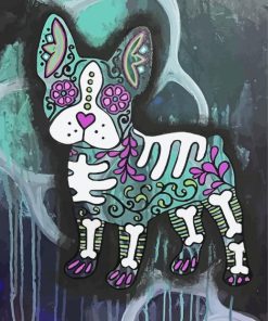 Abstract Sugar Skull Boston Terrier Diamond Painting