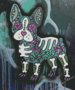 Abstract Sugar Skull Boston Terrier Diamond Painting