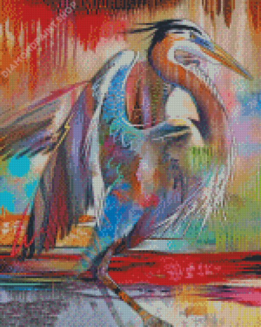 Abstract Heron Bird Animal Diamond Painting