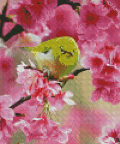 Aesthetic Bird Pink Flower Diamond Paintings