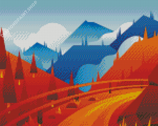 Aesthetic Path Landscape Illustration Diamond Painting