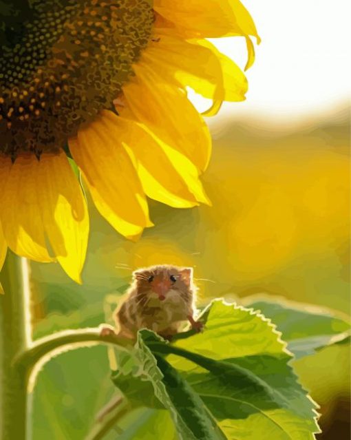 Aesthetic Sunflower With Mouse Diamond Paintings