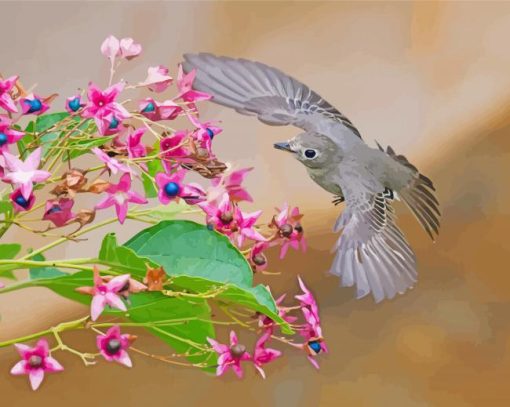 Asian Brown Flycatcher Bird Diamond Paintings