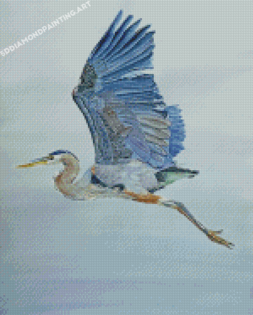 Blue Heron Flying Diamond Painting
