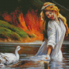 Bonde Girl With Duck Diamond Painting