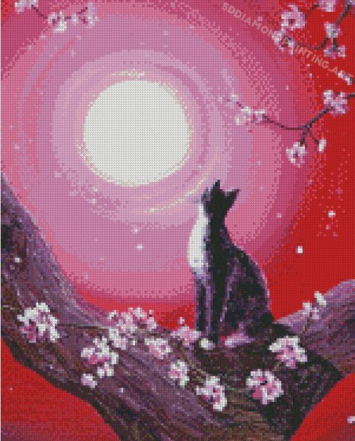 Cat On Branch Of Tree Diamond Paintings