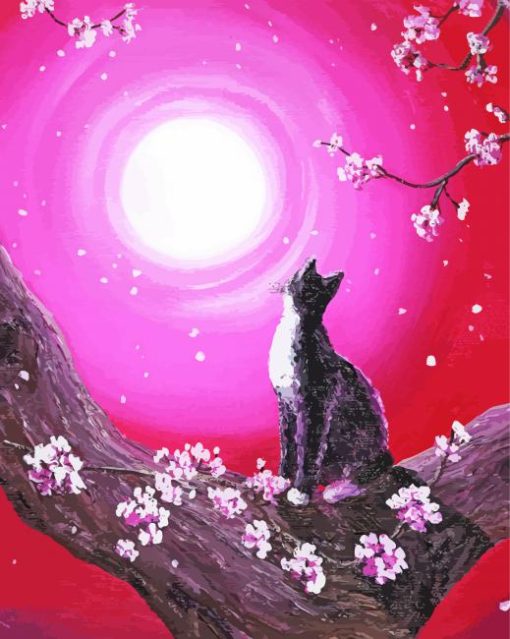 Cat On Branch Of Tree Diamond Paintings