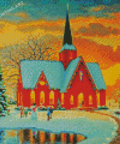 Christmas Church Winter Diamond Painting