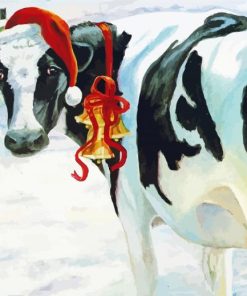 Christmas Cow Santa Diamond Painting