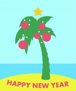 Christmas Palm Tree Illustration Diamond Painting