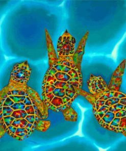 Colorful Baby Turtles Diamond Paintings