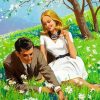 Couple Picking Flowers In Field Diamond Painting