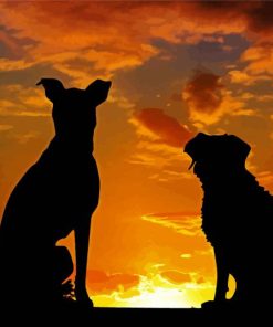 Dogs Watching Sunset Diamond Paintings