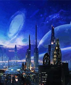 Fantasy Space City Skyline Diamond Paintings