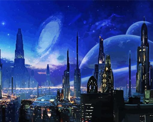 Fantasy Space City Skyline Diamond Paintings