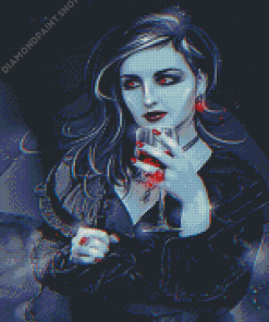 Female Vampire Drinking A Cup Of Blood Diamond Painting