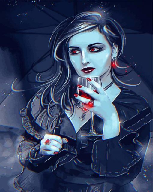 Female Vampire Drinking A Cup Of Blood Diamond Painting