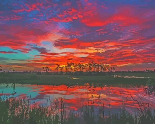 Florida Sunset Big Cypress Diamond Paintings