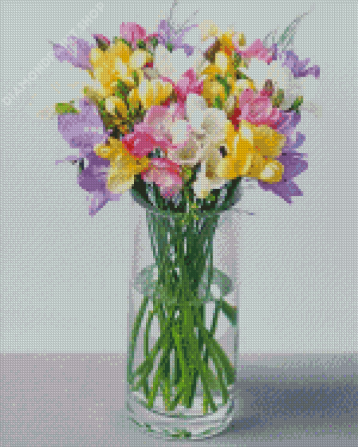 Freesias In Vase Diamond Paintings