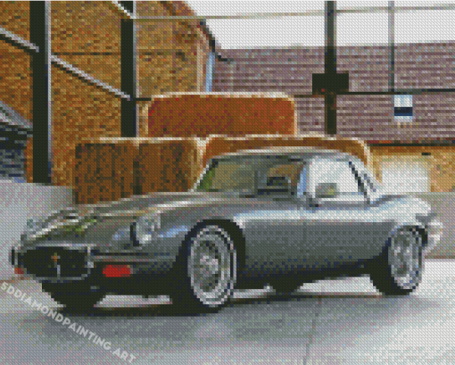 Grey Jaguar E Type Diamond Paintings