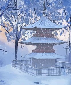 Japanese Temple In Winter Diamond Paintings