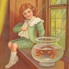 Little Girl And Goldfish Bowl Diamond Painting