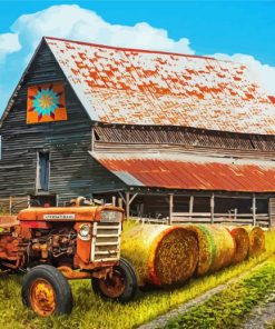 Old Tractor And Barn Diamond Paintings