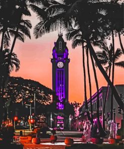Purple Aloha Tower Diamond Painting