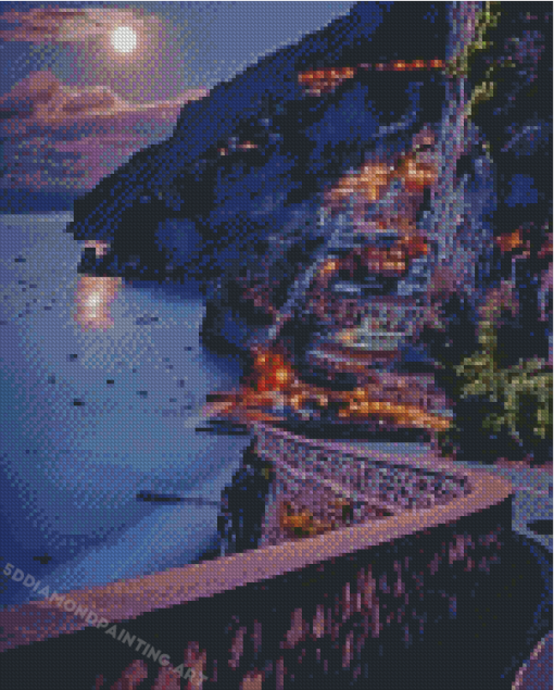 Road To Amalfi Coast Night Diamond Painting