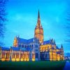 Salisbury Cathedral England At Night Diamond Painting