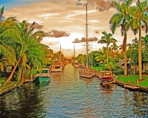 Scenic Canal Florida Diamond Paintings