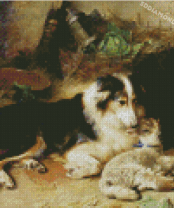 Sheep And Dog Diamond Paintings