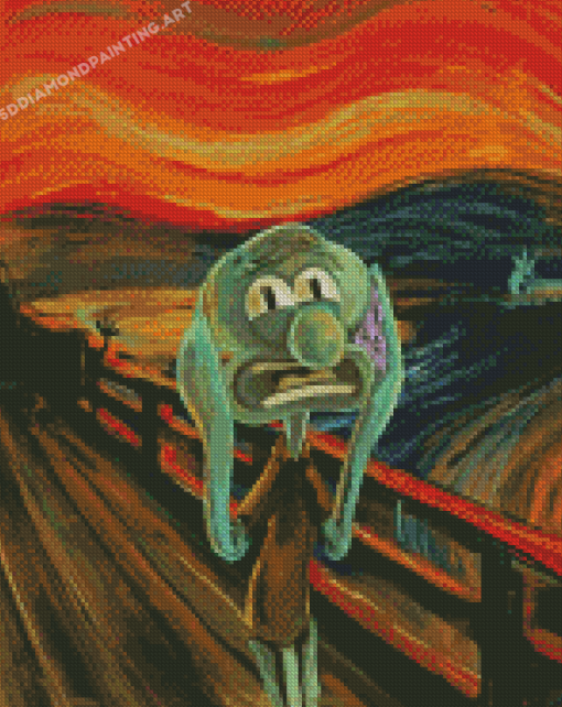 Squidward Screaming Diamond Painting